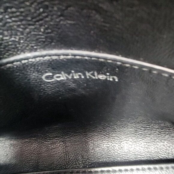 Calvin Klein Classic Work Travel Gray & Black Leather Tote Bag With Pouch Set - Picture 10 of 16